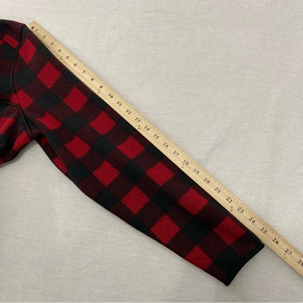 LL Bean Snap Fleece Sweater Women's Pullover Buffalo Plaid Size Large 500757 EUC - Picture 9 of 9